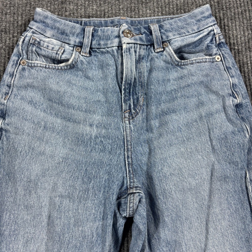 American Eagle Curvy Mom Jeans Womens Size 0 Light Blue High Rise Tapered Denim